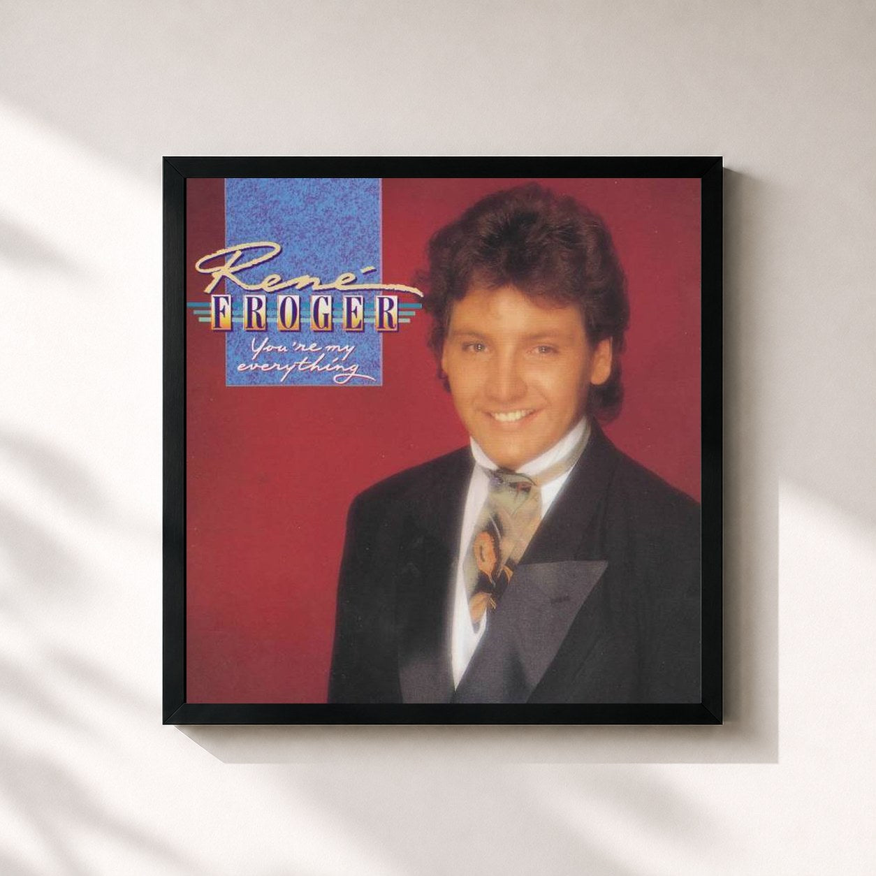 #noir Tableau carré de l'album You're My Everything de Rene Froger, cadre noir 32x32 cm