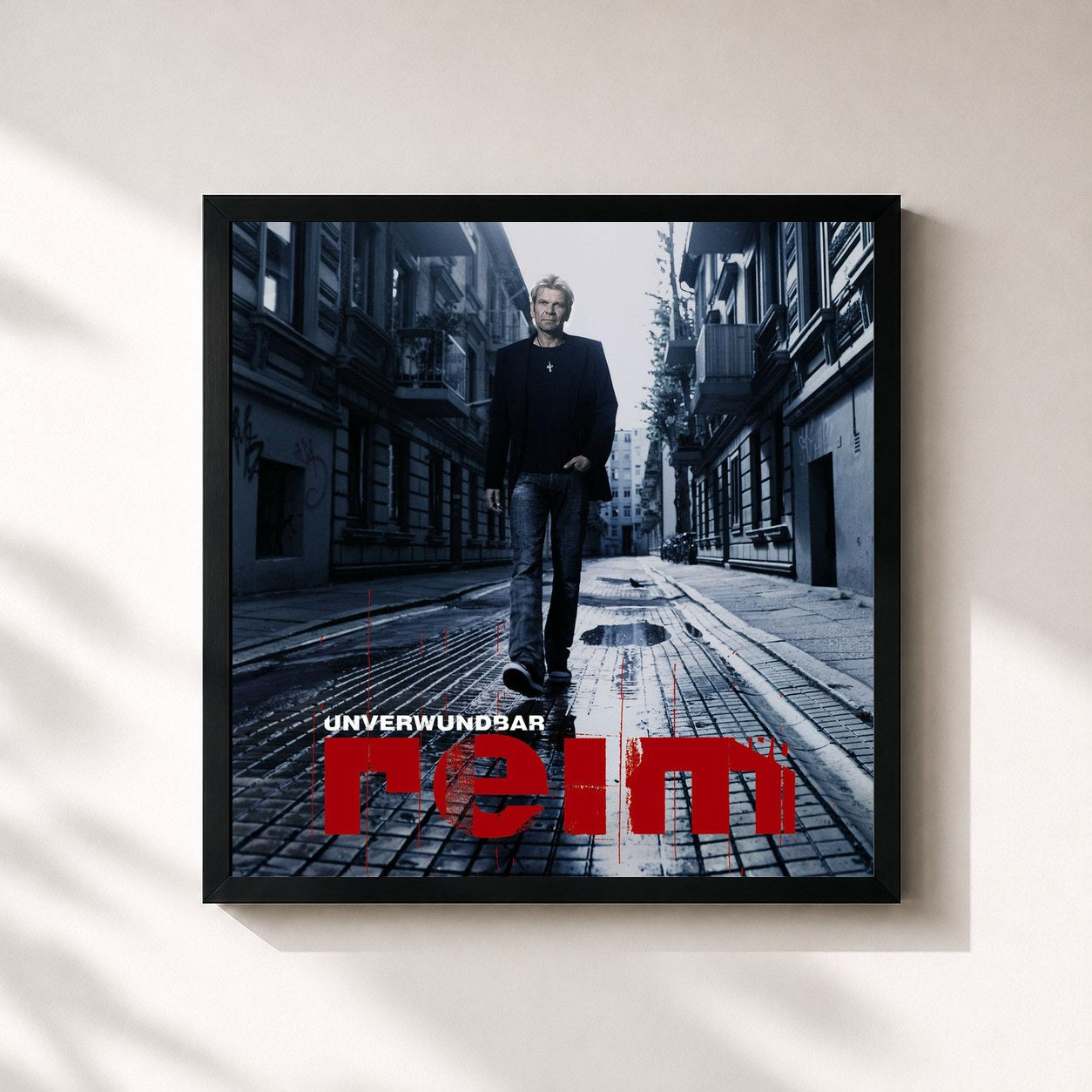 #noir Tableau carré de l'album Unverwundbar de Matthias Reim, cadre noir 32x32 cm