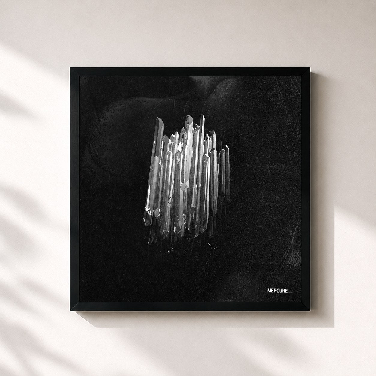 #noir Tableau carré de l'album Mercure de Veerus, cadre noir 32x32 cm