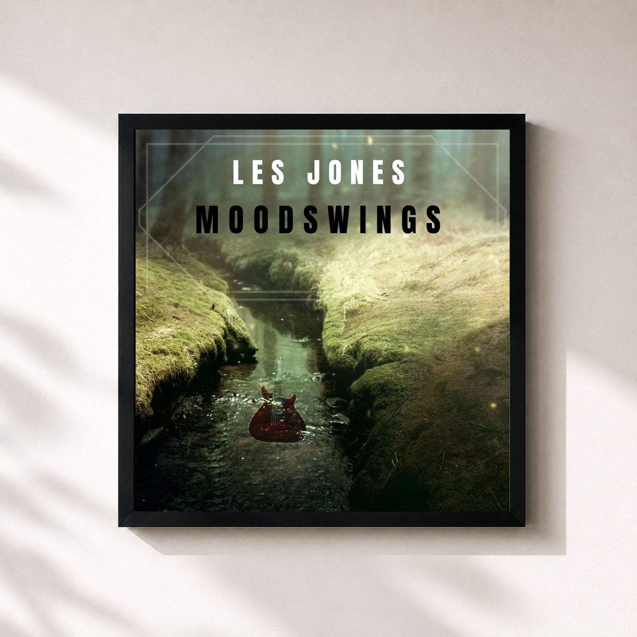 #noir Tableau carré de l'album Moodswings de Les Jones, cadre noir 32x32 cm