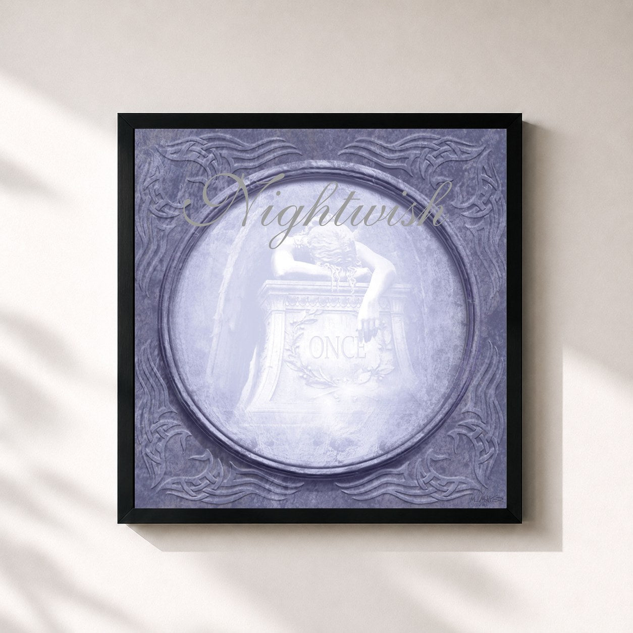 #noir Tableau carré de l'album Once (Remastered) de Nightwish, cadre noir 32x32 cm