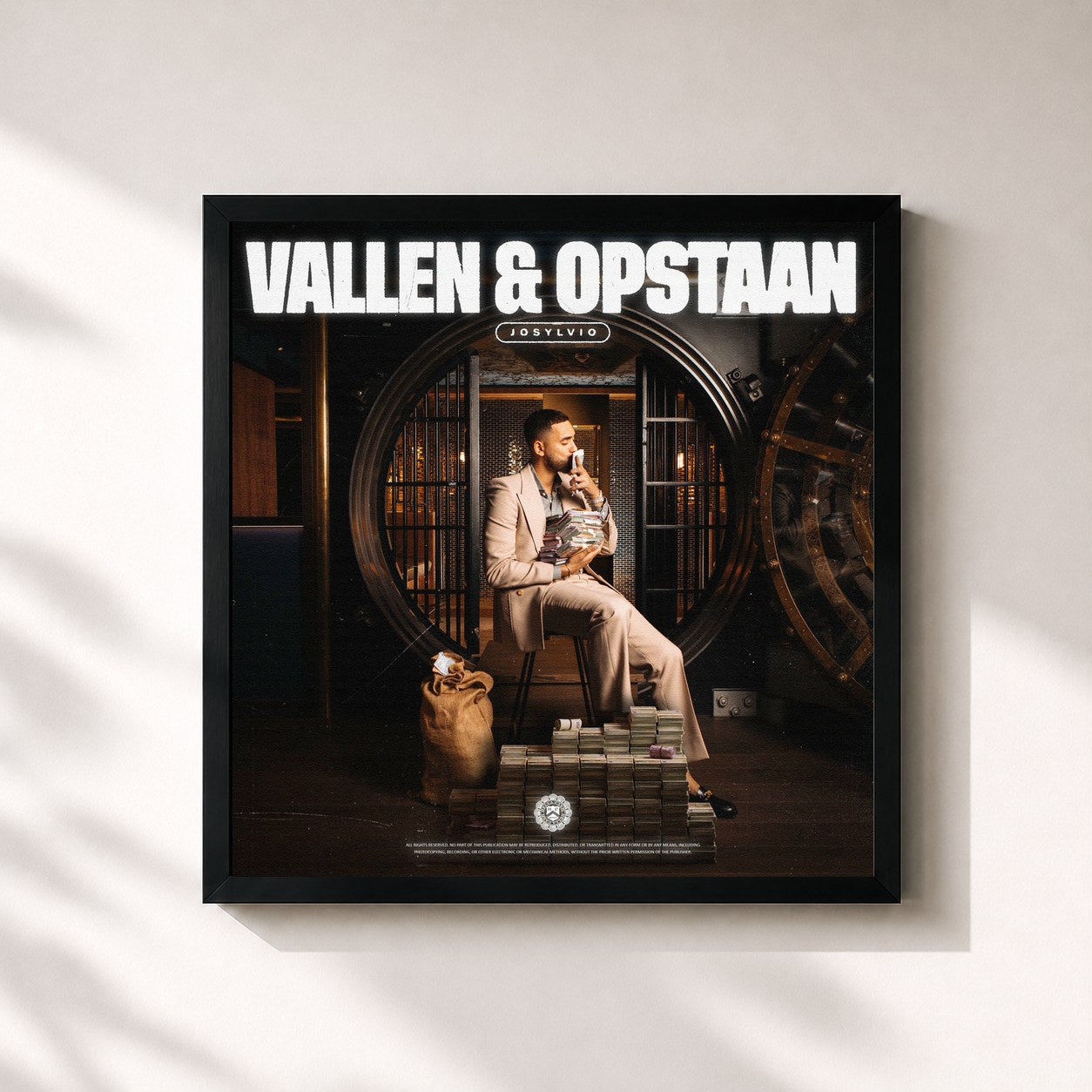 #noir Tableau carré de l'album Vallen En Opstaan de Josylvio, cadre noir 32x32 cm