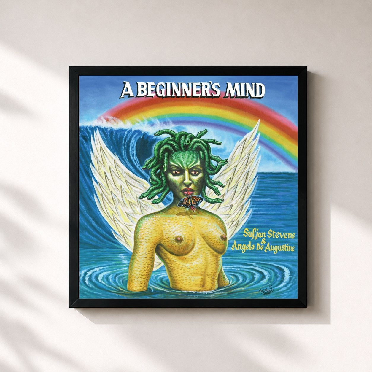 #noir Tableau carré de l'album A Beginner's Mind de Sufjan Stevens, cadre noir 32x32 cm