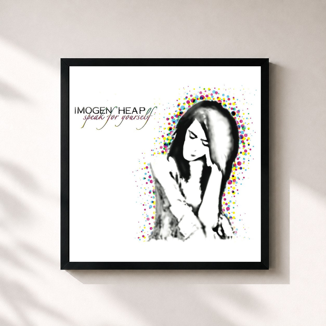 #noir Tableau carré de l'album Speak for Yourself de Imogen Heap, cadre noir 32x32 cm