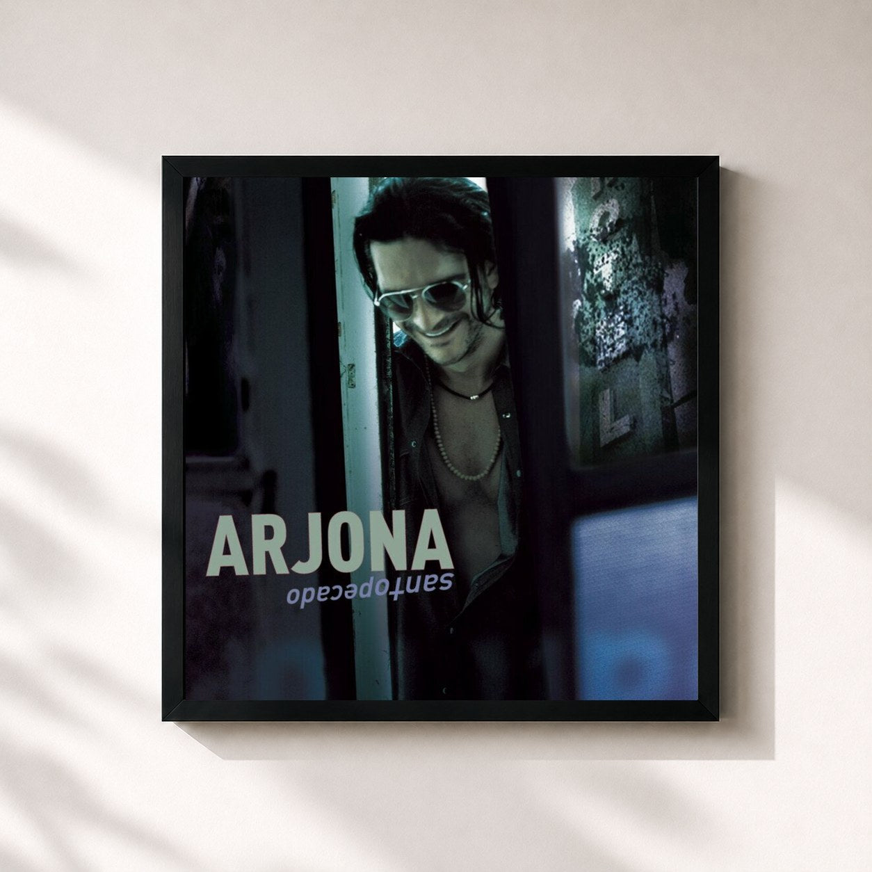 #noir Tableau carré de l'album Santo Pecado de Ricardo Arjona, cadre noir 32x32 cm
