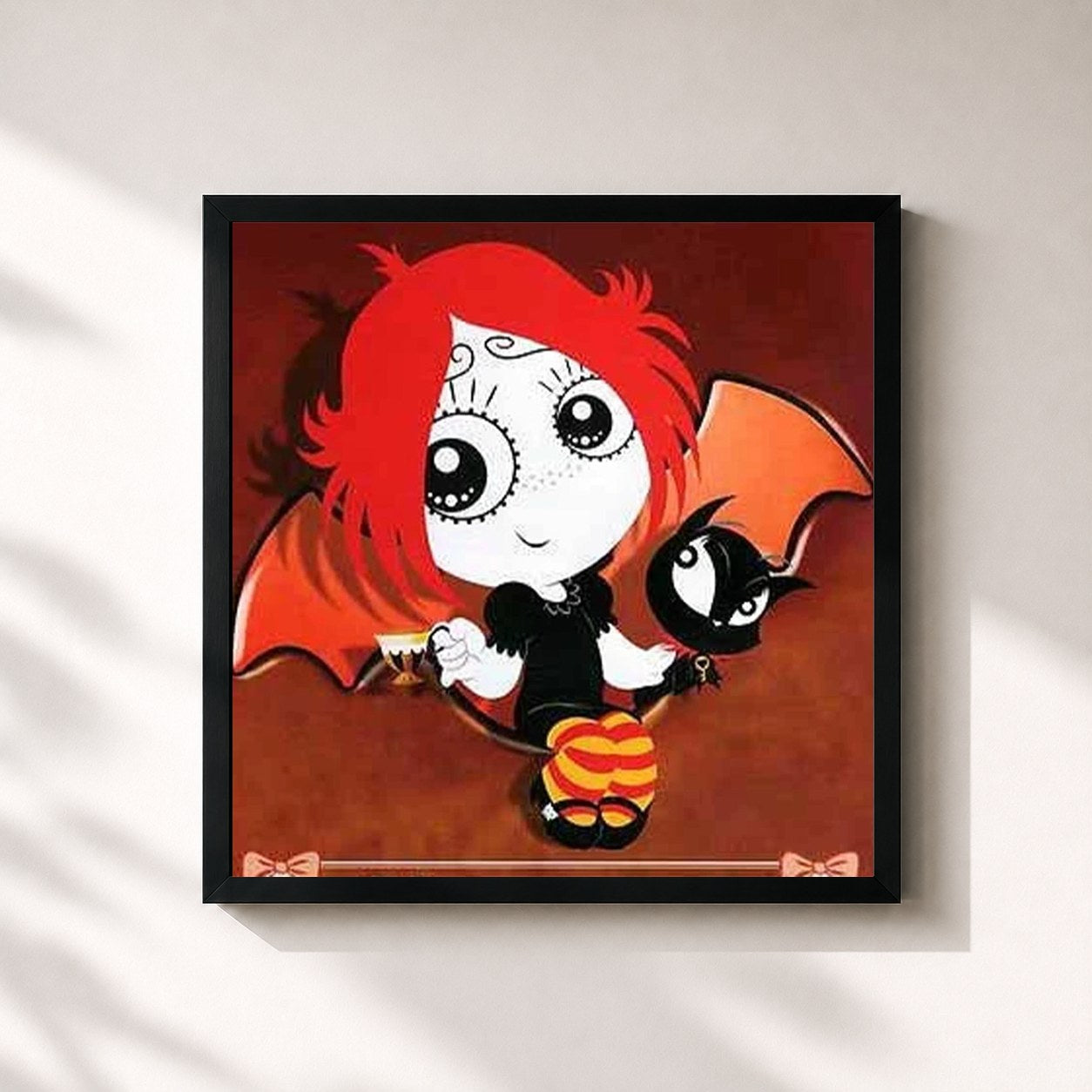 #noir Tableau carré de l'album fuck national boyfriend day de wifiskeleton, cadre noir 32x32 cm