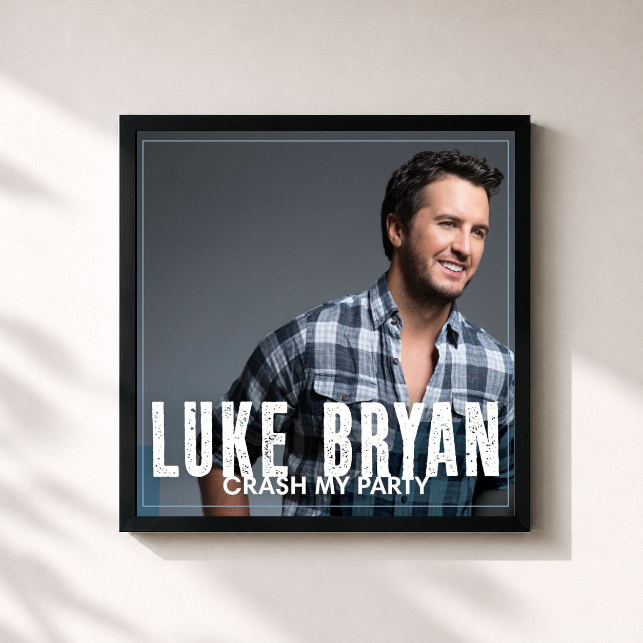 #noir Tableau carré de l'album Crash My Party de Luke Bryan, cadre noir 32x32 cm