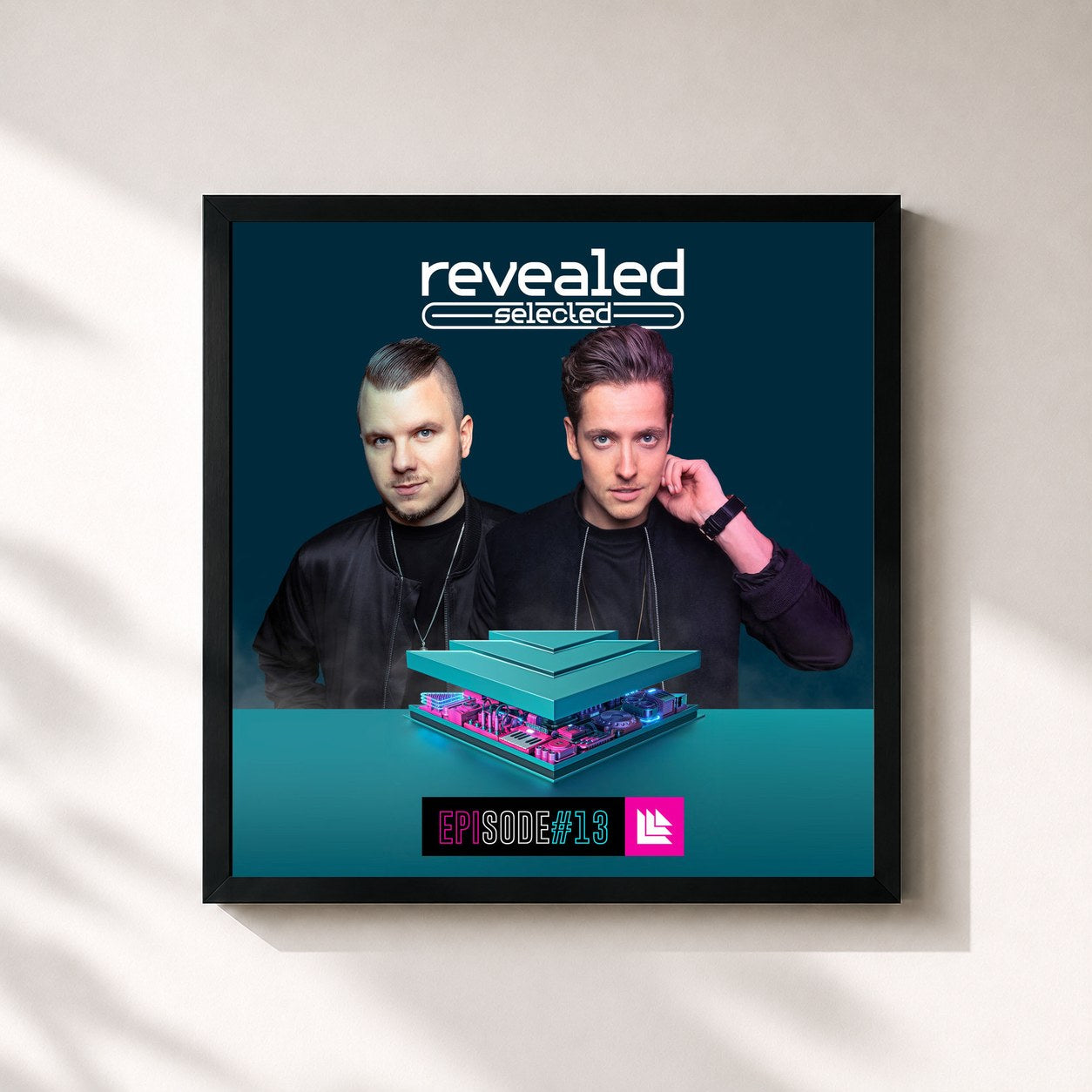 #noir Tableau carré de l'album Revealed Selected 013 de Sick Individuals, cadre noir 32x32 cm