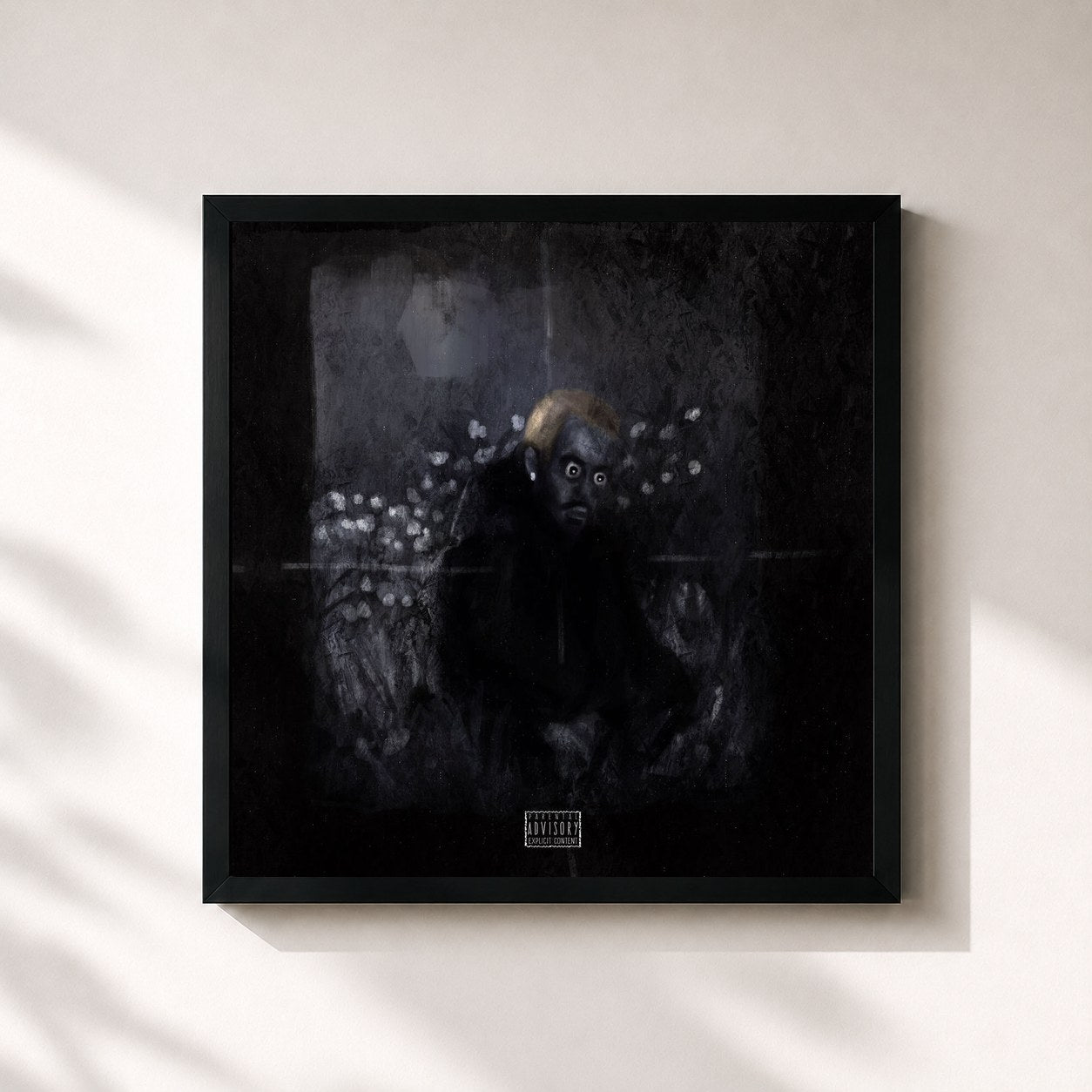 #noir Tableau carré de l'album EP2 de Johnny Rain, cadre noir 32x32 cm