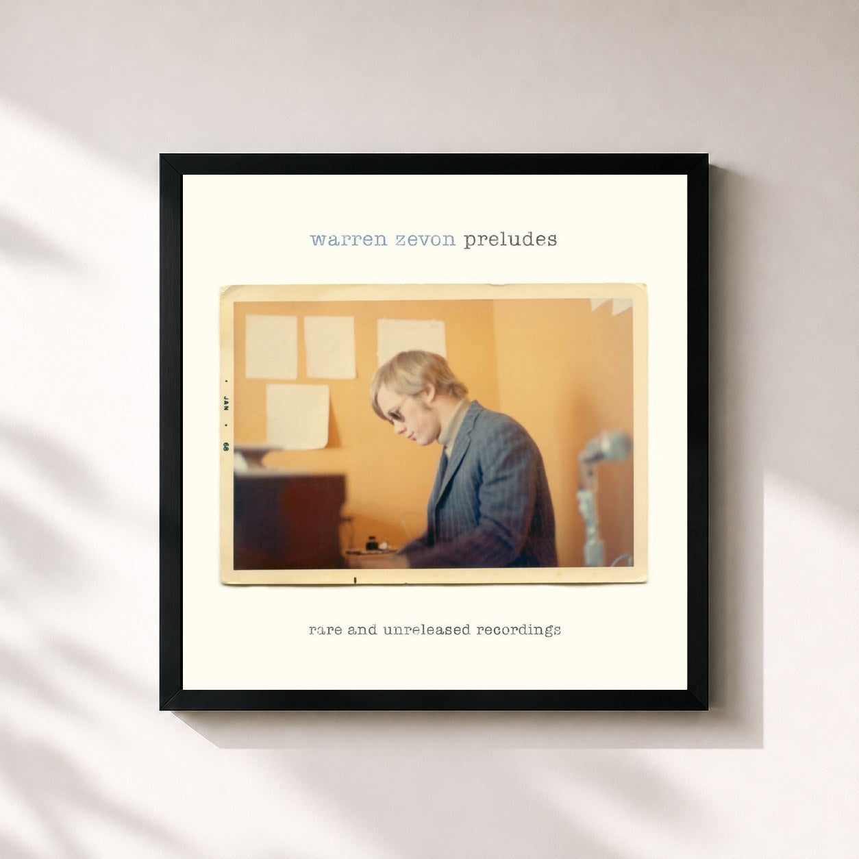 #noir Tableau carré de l'album Preludes (Deluxe Edition) de Warren Zevon, cadre noir 32x32 cm
