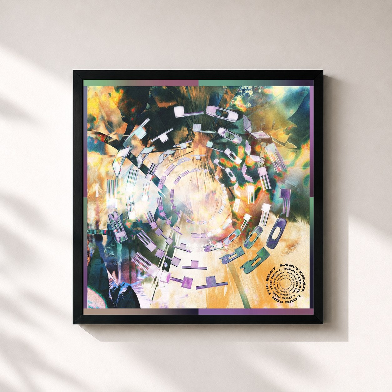 #noir Tableau carré de l'album Love For The Beat Remixes de Matoma, cadre noir 32x32 cm