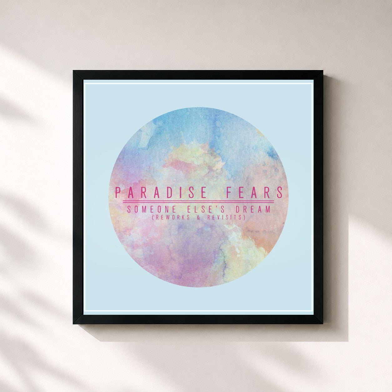 #noir Tableau carré de l'album Someone Else's Dream de Paradise Fears, cadre noir 32x32 cm
