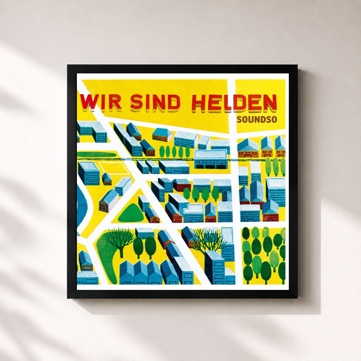 #noir Tableau carré de l'album Soundso. de Wir sind Helden, cadre noir 32x32 cm