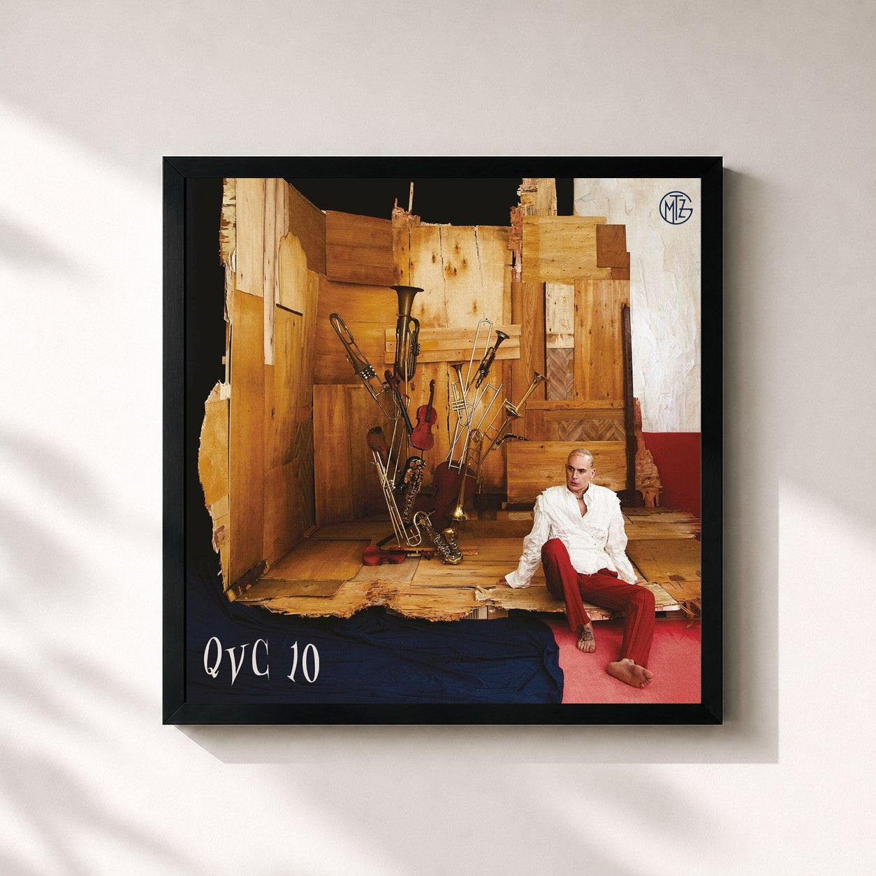 #noir Tableau carré de l'album QVC 10 - Quello Che Vi Consiglio Vol. 10 de Gemitaiz, cadre noir 32x32 cm