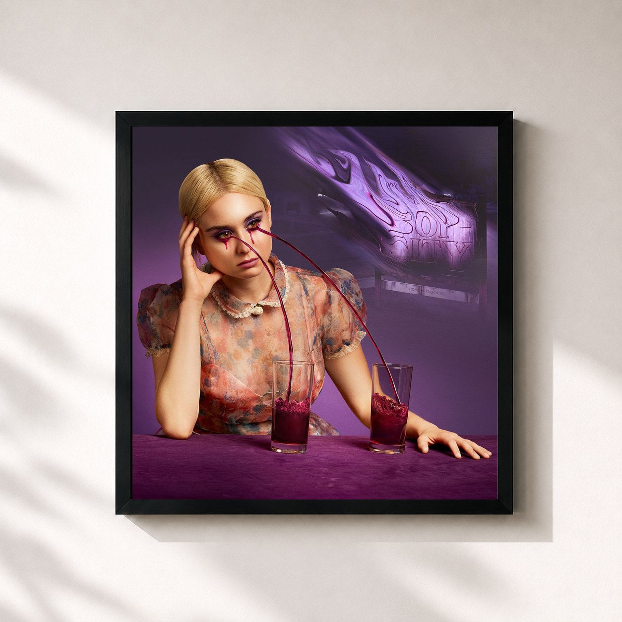 #noir Tableau carré de l'album Bop 3: The Girl Who Cried Purple de Terror Jr, cadre noir 32x32 cm