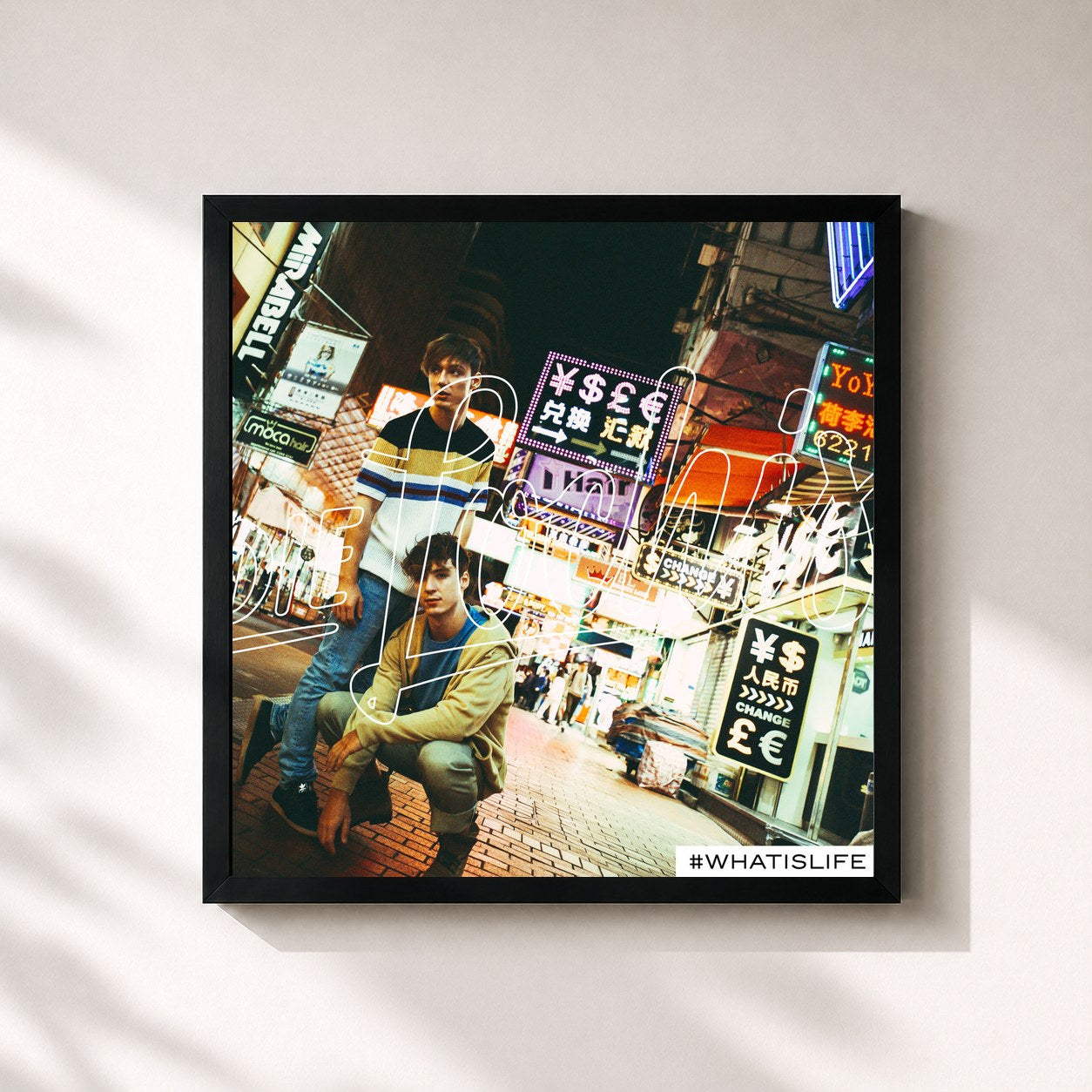 #noir Tableau carré de l'album #whatislife de Die Lochis, cadre noir 32x32 cm