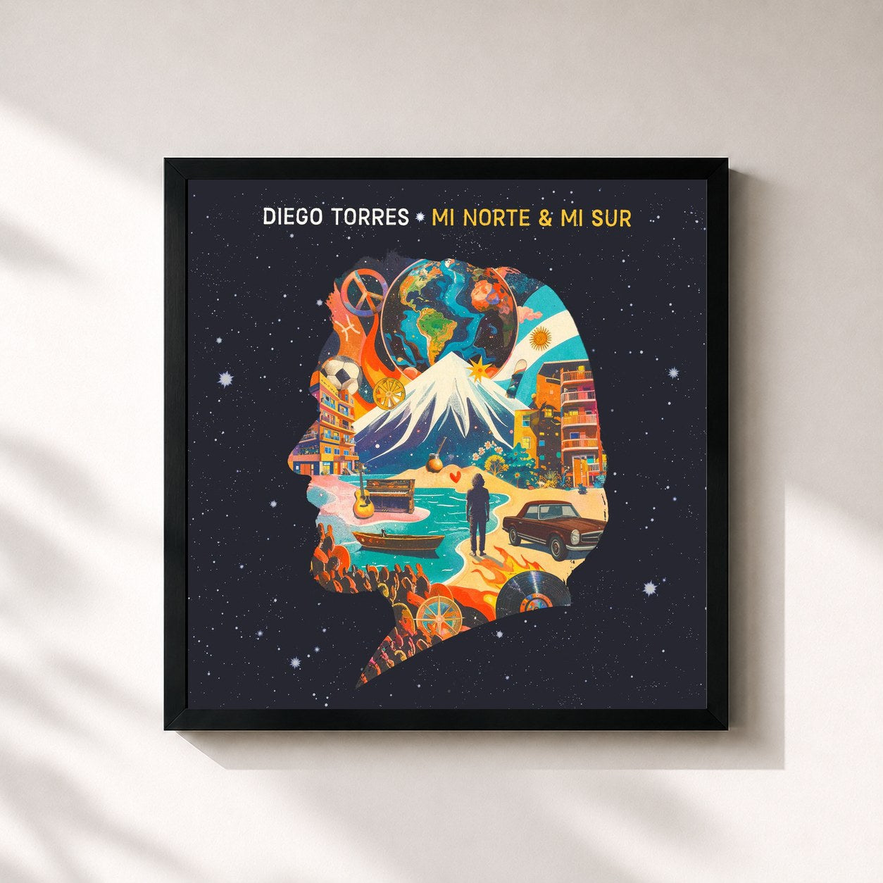 #noir Tableau carré de l'album Mi Norte & Mi Sur  de Diego Torres, cadre noir 32x32 cm