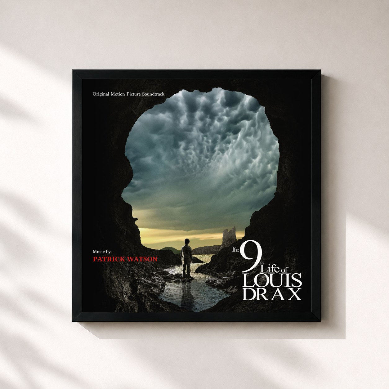 #noir Tableau carré de l'album The 9th LIfe Of Louis Drax (Original Motion Picture Soundtrack) de Patrick Watson, cadre noir 32x32 cm