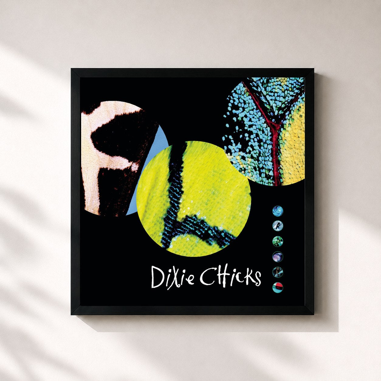 #noir Tableau carré de l'album Fly de The Chicks, cadre noir 32x32 cm