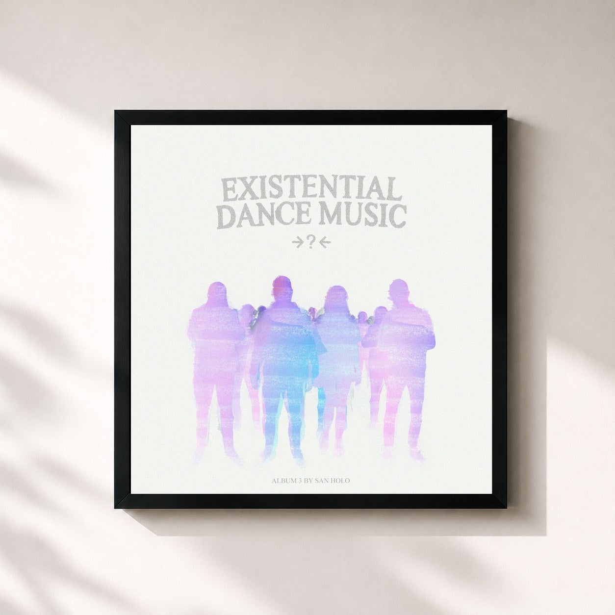 #noir Tableau carré de l'album EXISTENTIAL DANCE MUSIC de San Holo, cadre noir 32x32 cm