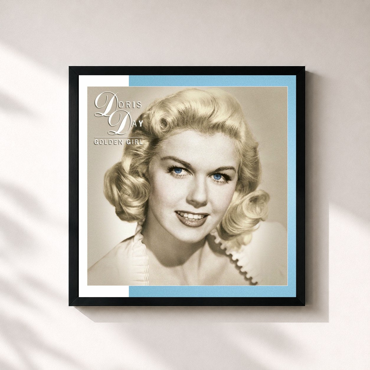 #noir Tableau carré de l'album Golden Girl (The Columbia Recordings 1944-1966) de Doris Day, cadre noir 32x32 cm