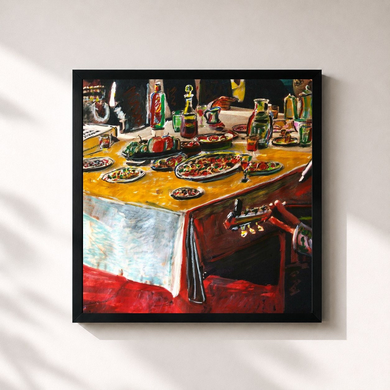 #noir Tableau carré de l'album El Madrileño (La Sobremesa) de C. Tangana, cadre noir 32x32 cm
