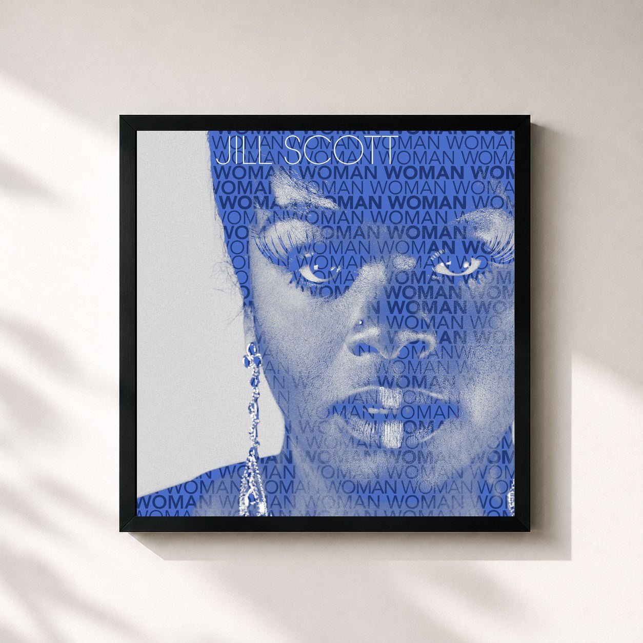 #noir Tableau carré de l'album Woman de Jill Scott, cadre noir 32x32 cm