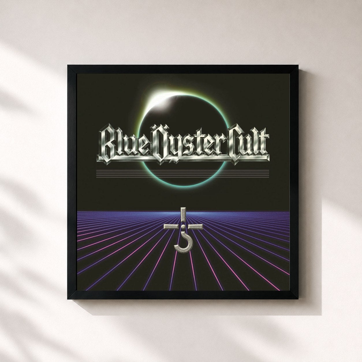 #noir Tableau carré de l'album Harvester Of Lives de Blue Öyster Cult, cadre noir 32x32 cm
