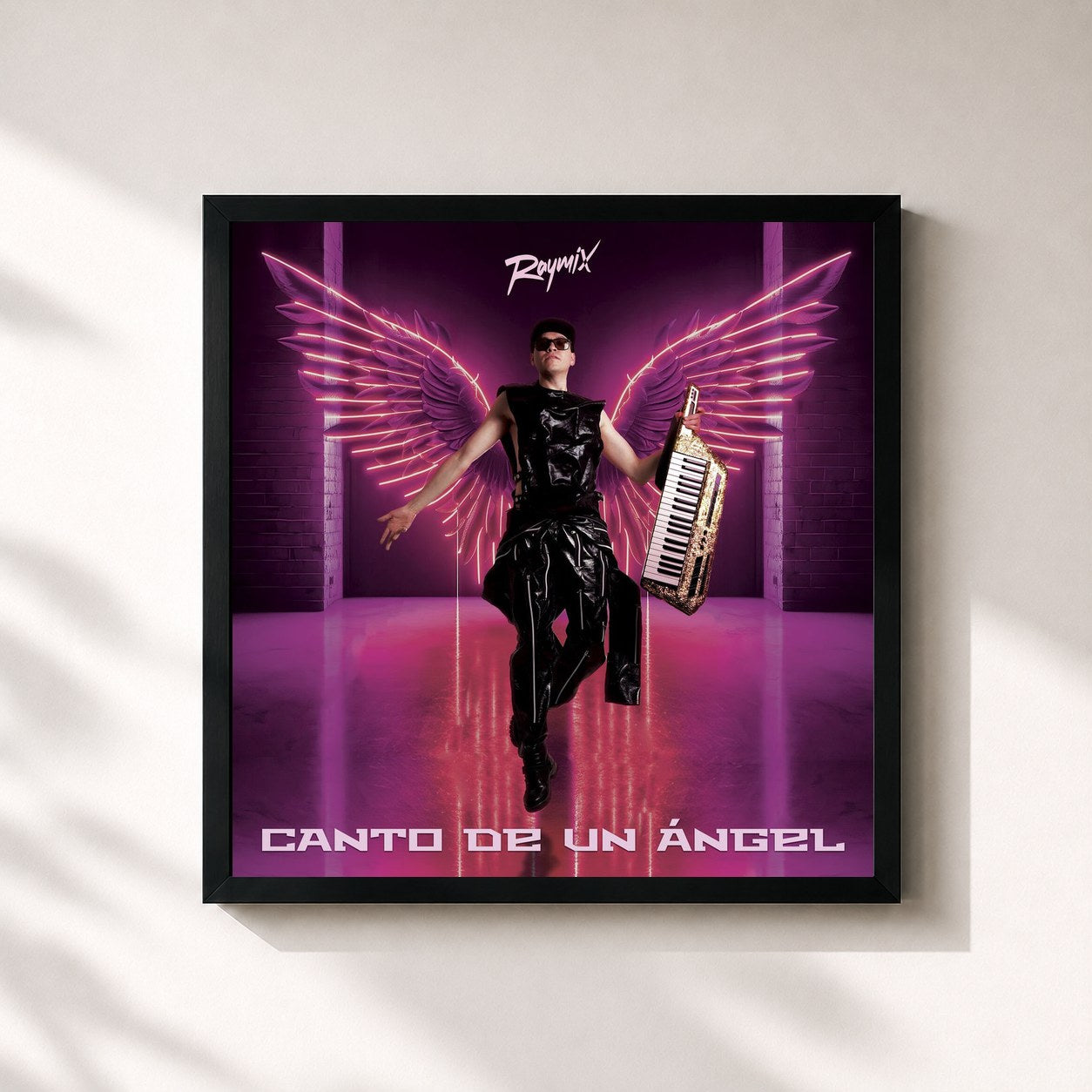#noir Tableau carré de l'album Canto De Un Ángel de Raymix, cadre noir 32x32 cm