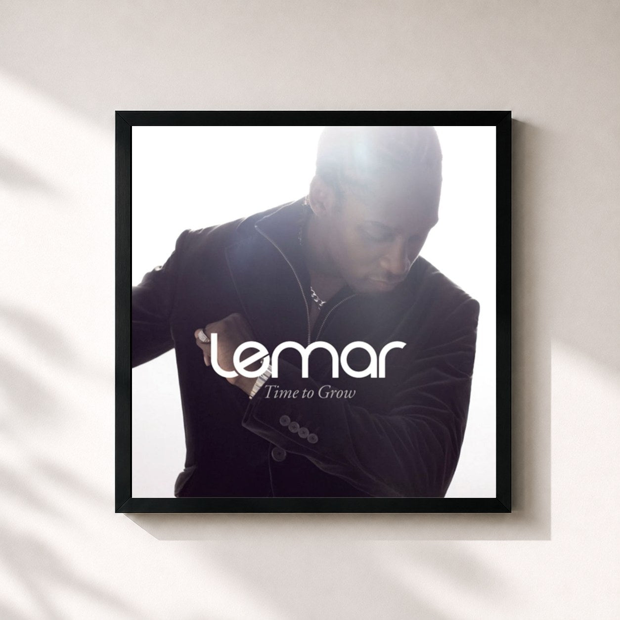 #noir Tableau carré de l'album Time To Grow de Lemar, cadre noir 32x32 cm