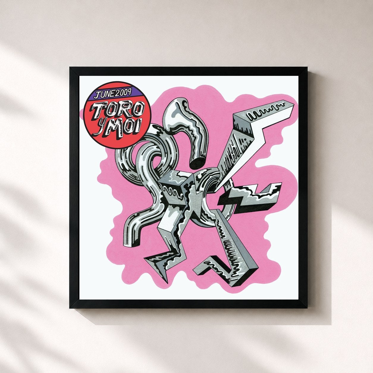 #noir Tableau carré de l'album 2009-06-01 de Toro Y Moi, cadre noir 32x32 cm