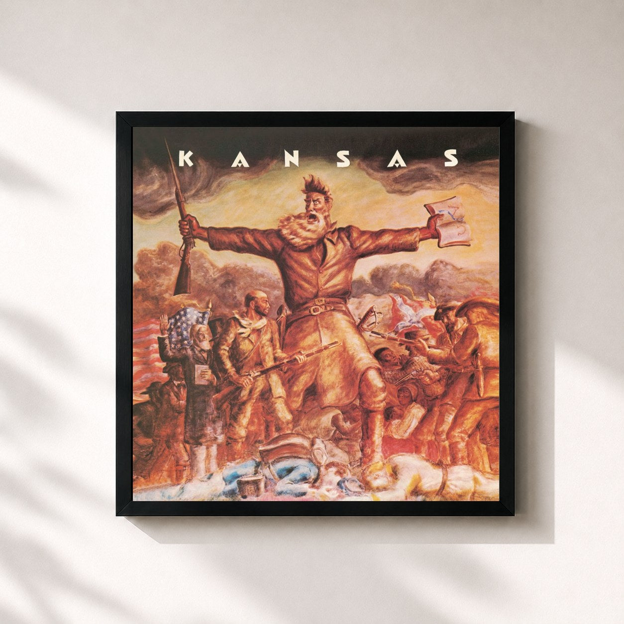 #noir Tableau carré de l'album Kansas de Kansas, cadre noir 32x32 cm