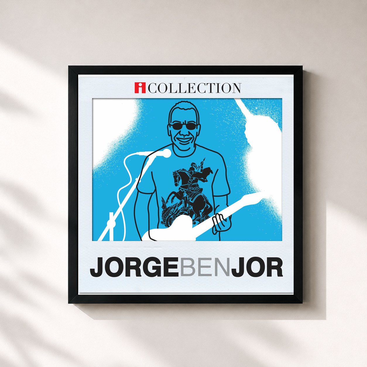 #noir Tableau carré de l'album Jorge Ben Jor - iCollection de Jorge Ben Jor, cadre noir 32x32 cm