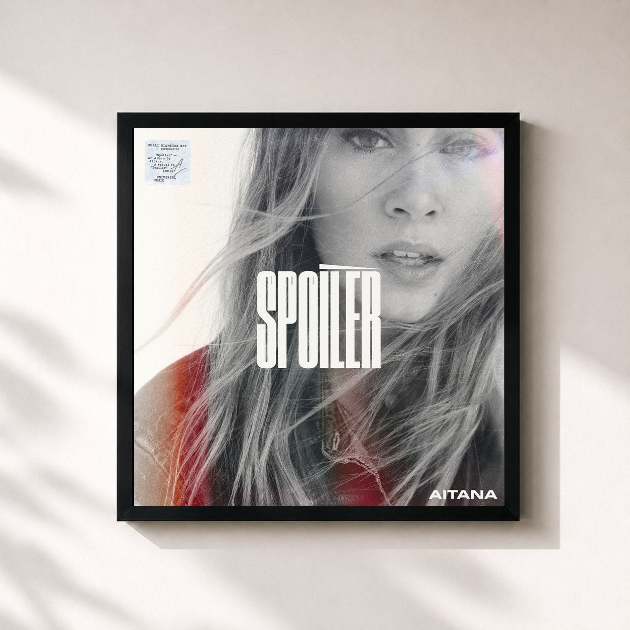 #noir Tableau carré de l'album Spoiler de Aitana, cadre noir 32x32 cm