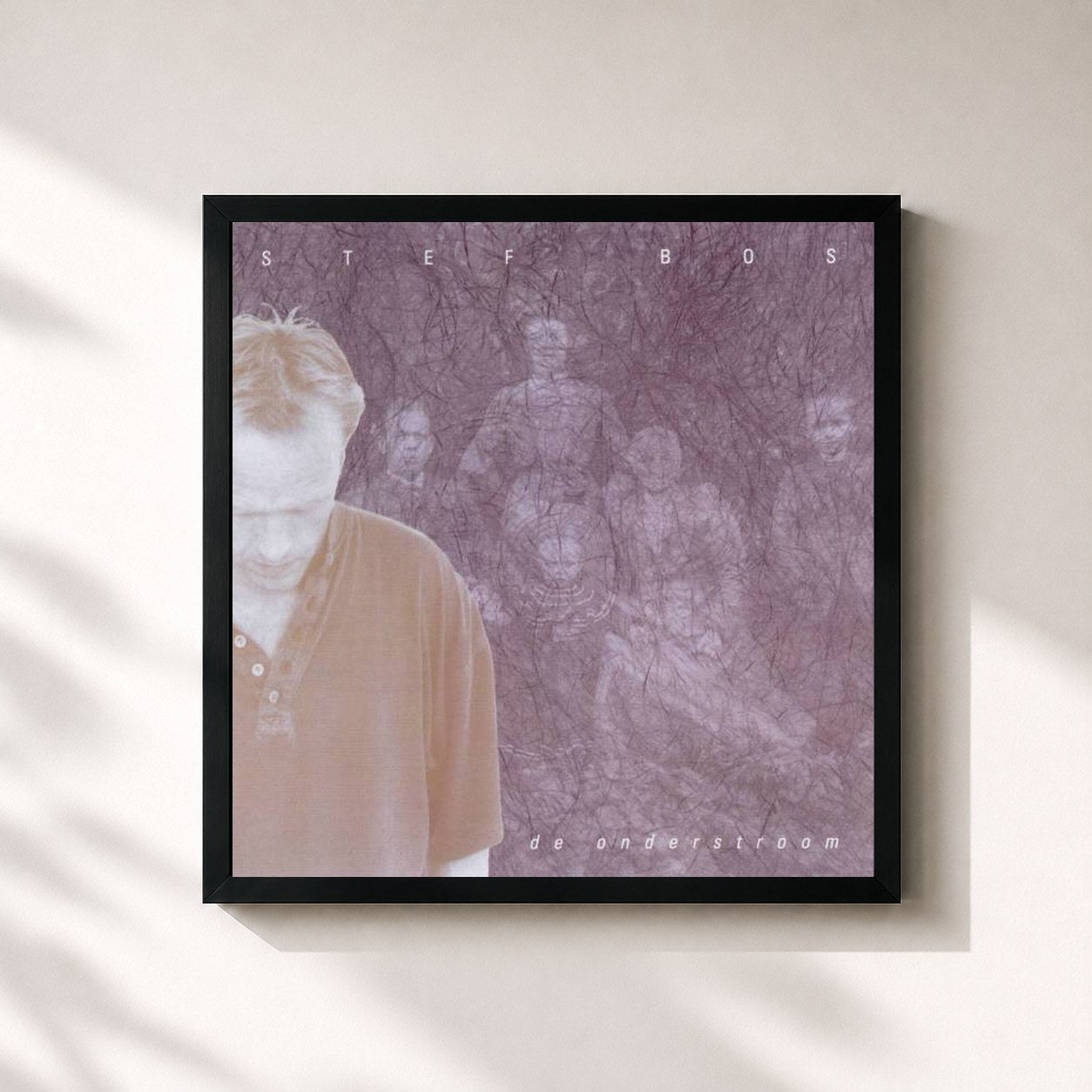 #noir Tableau carré de l'album De Onderstroom de Stef Bos, cadre noir 32x32 cm