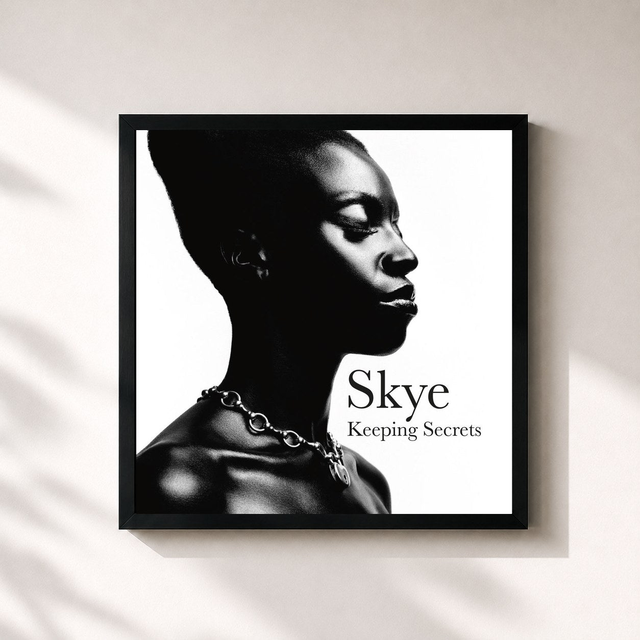 #noir Tableau carré de l'album Keeping Secrets de Skye, cadre noir 32x32 cm