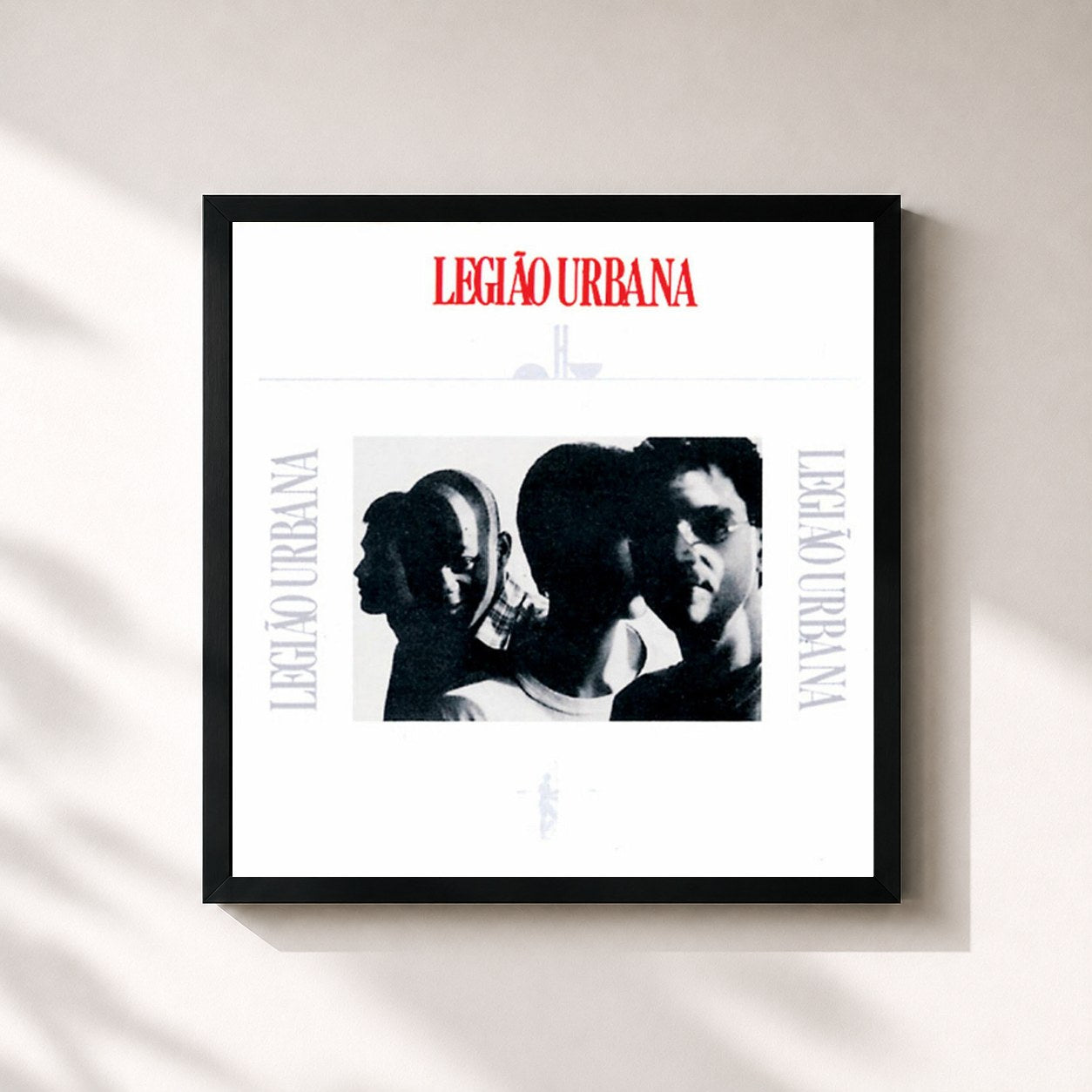 #noir Tableau carré de l'album Legião Urbana de Legião Urbana, cadre noir 32x32 cm