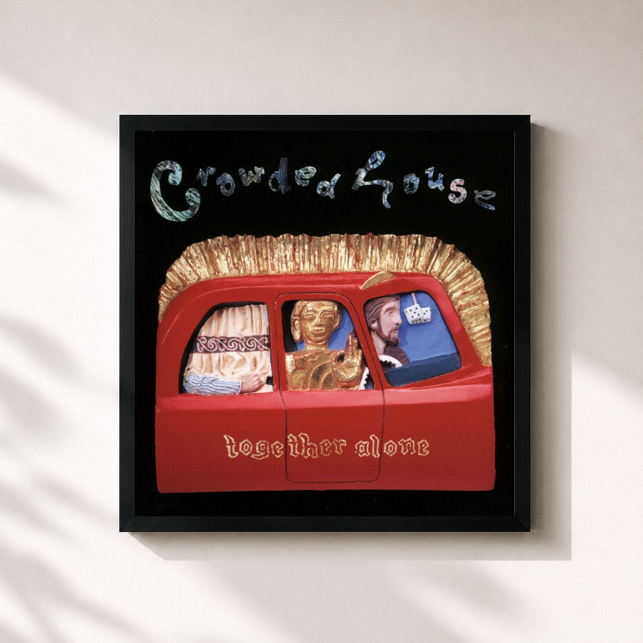 #noir Tableau carré de l'album Together Alone de Crowded House, cadre noir 32x32 cm
