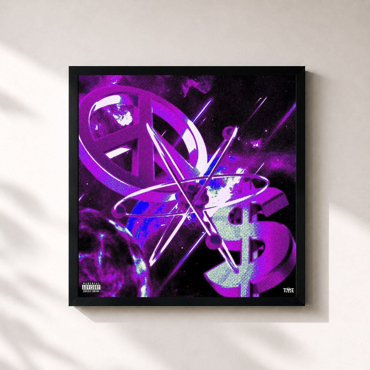 #noir Tableau carré de l'album The Leak, Vol. 1 de Jay Critch, cadre noir 32x32 cm