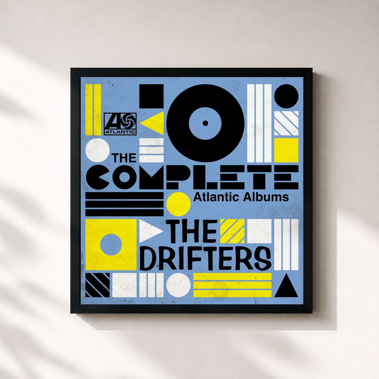 #noir Tableau carré de l'album The Complete Atlantic Albums de The Drifters, cadre noir 32x32 cm