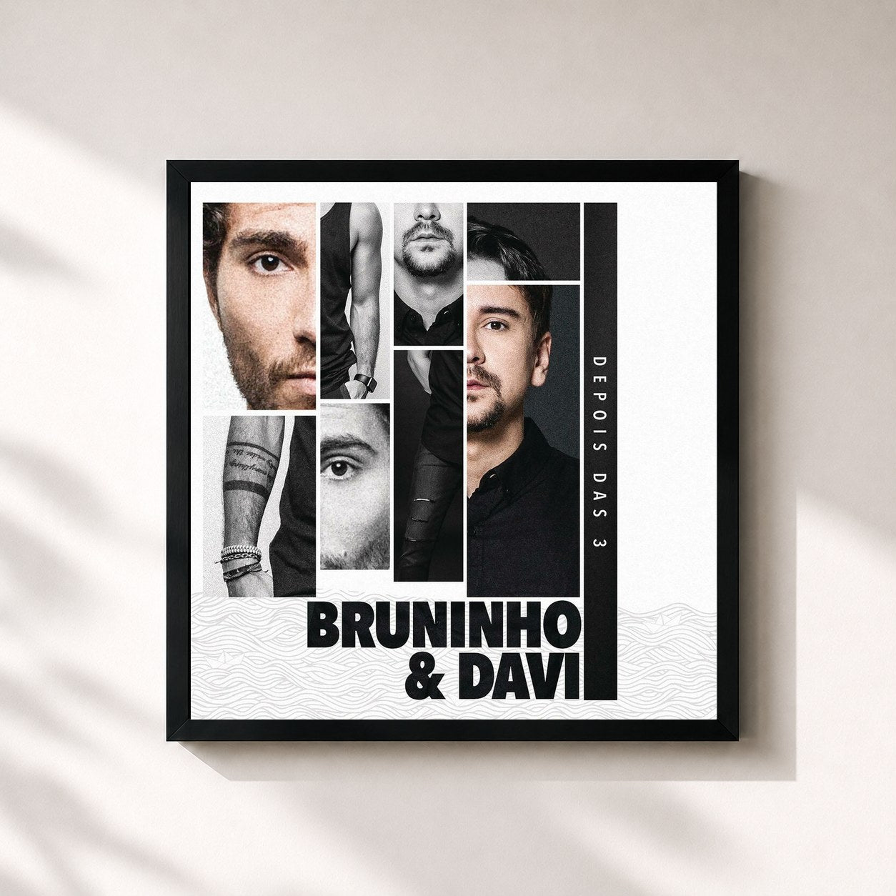 #noir Tableau carré de l'album Depois das 3 de Bruninho & Davi, cadre noir 32x32 cm