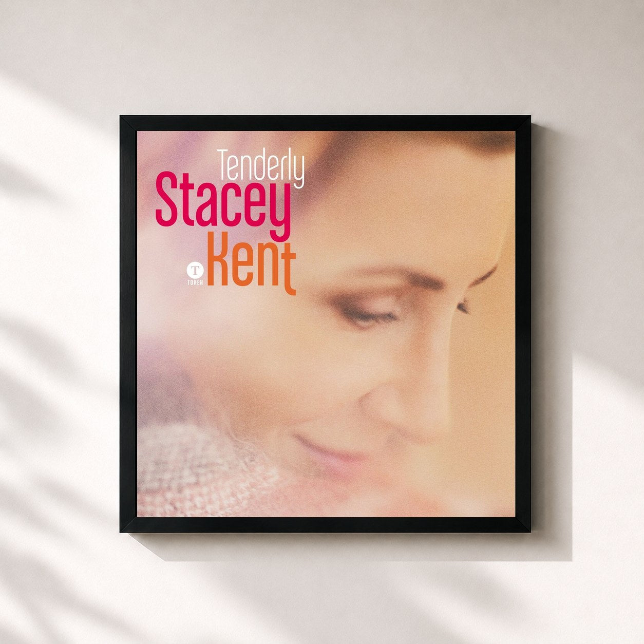 #noir Tableau carré de l'album Tenderly de Stacey Kent, cadre noir 32x32 cm