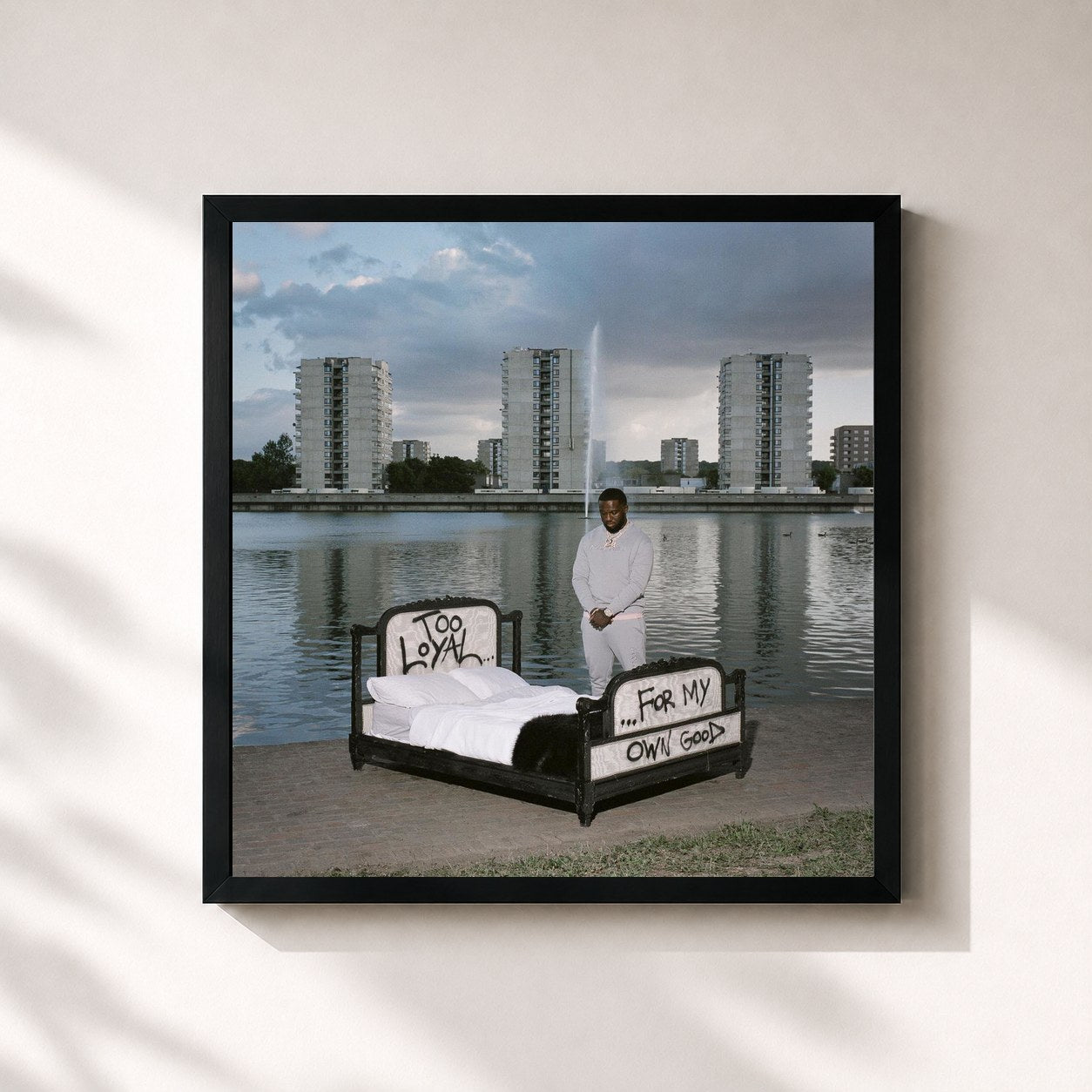 #noir Tableau carré de l'album Too Loyal for My Own Good de Headie One, cadre noir 32x32 cm