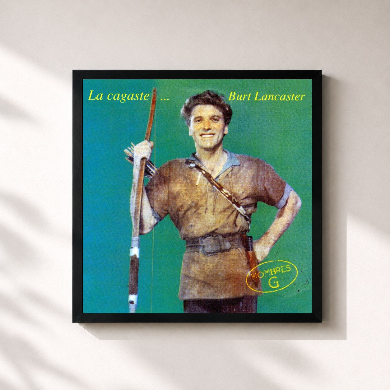 #noir Tableau carré de l'album La Cagaste... Burt Lancaster de Hombres G, cadre noir 32x32 cm
