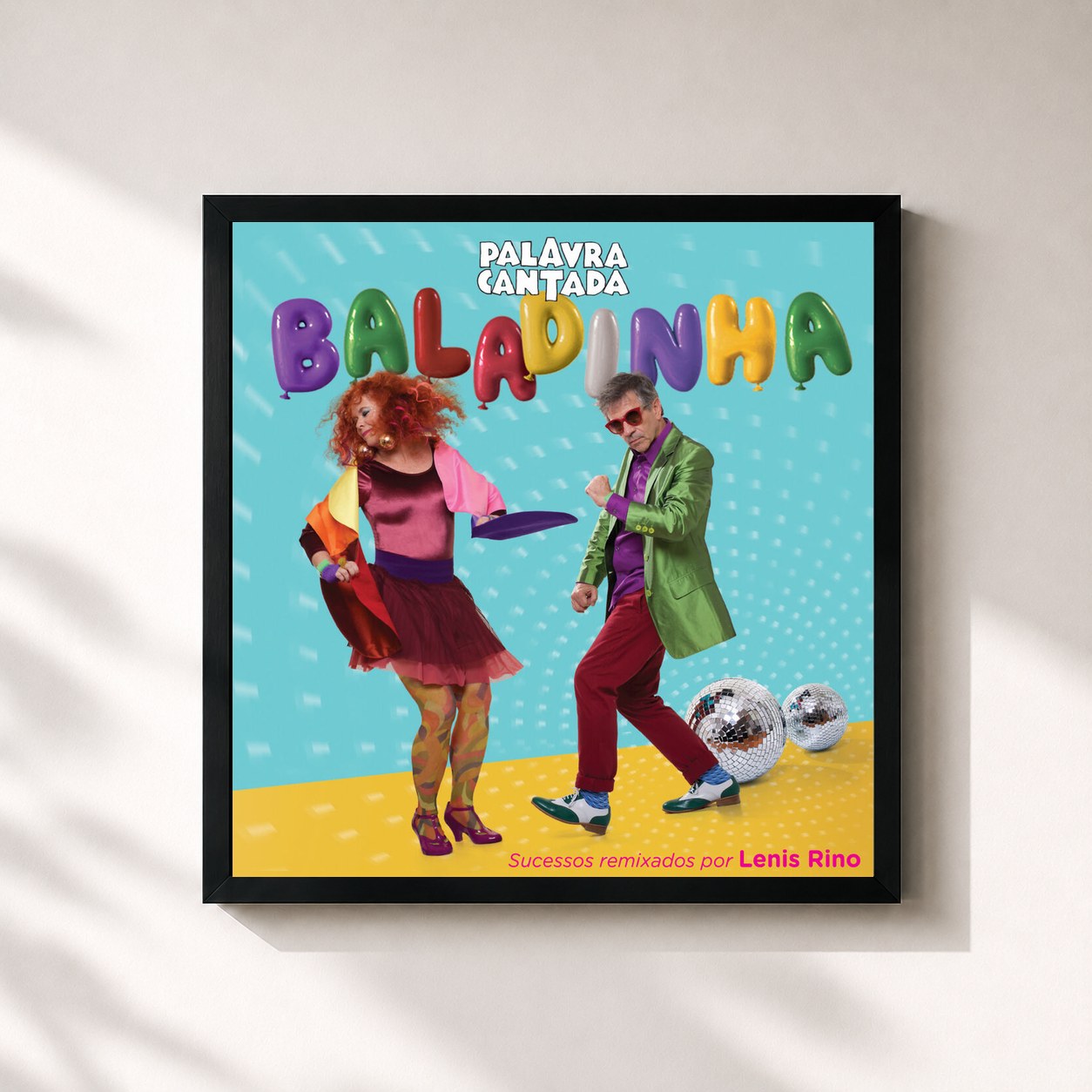 #noir Tableau carré de l'album Baladinha de Palavra Cantada, cadre noir 32x32 cm