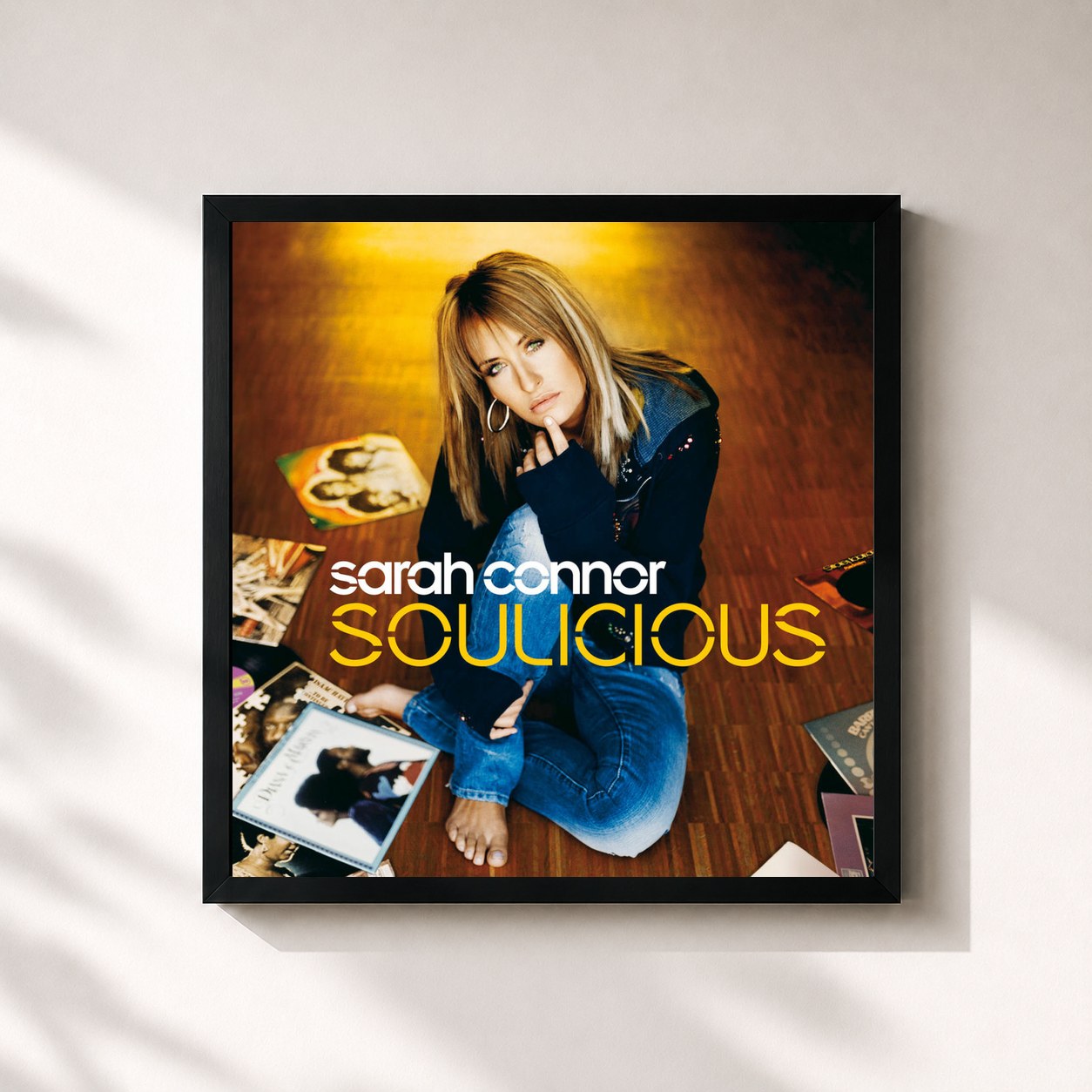#noir Tableau carré de l'album Soulicious de Sarah Connor, cadre noir 32x32 cm