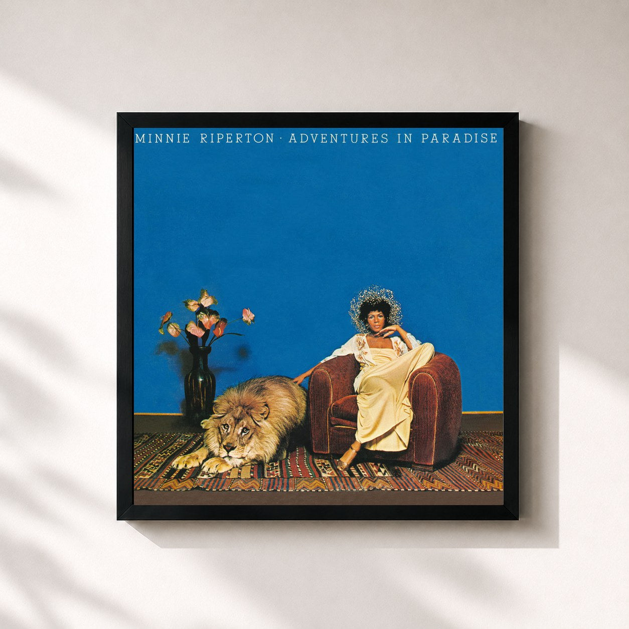 #noir Tableau carré de l'album Adventures In Paradise de Minnie Riperton, cadre noir 32x32 cm