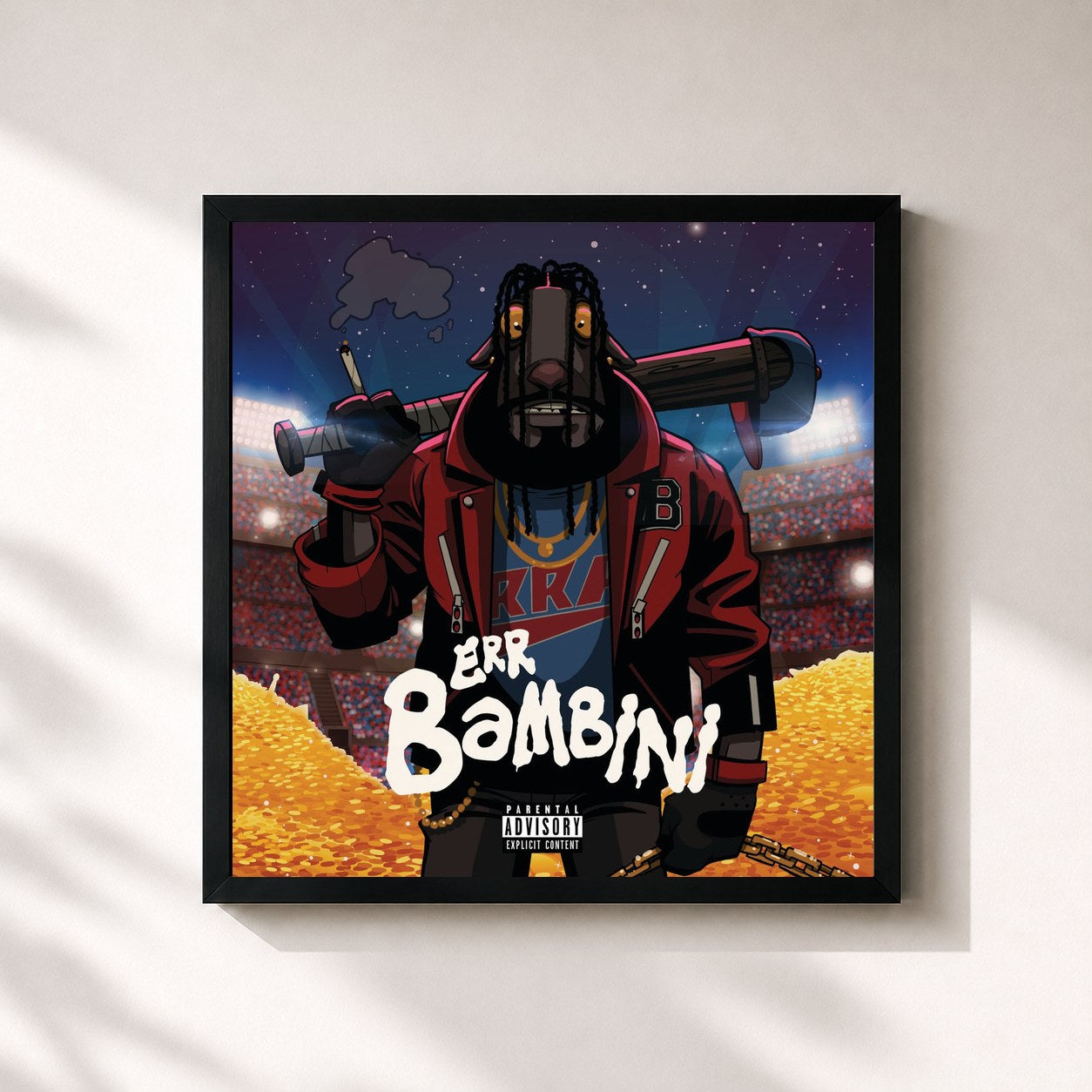 #noir Tableau carré de l'album Err Bambini de Brray, cadre noir 32x32 cm