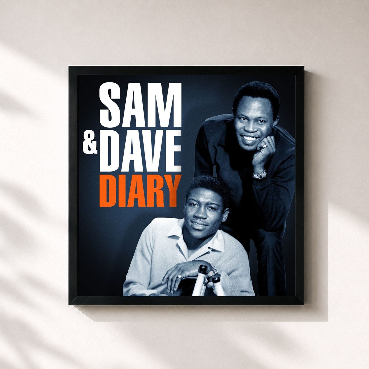 #noir Tableau carré de l'album Sam & Dave Diary de Sam & Dave, cadre noir 32x32 cm