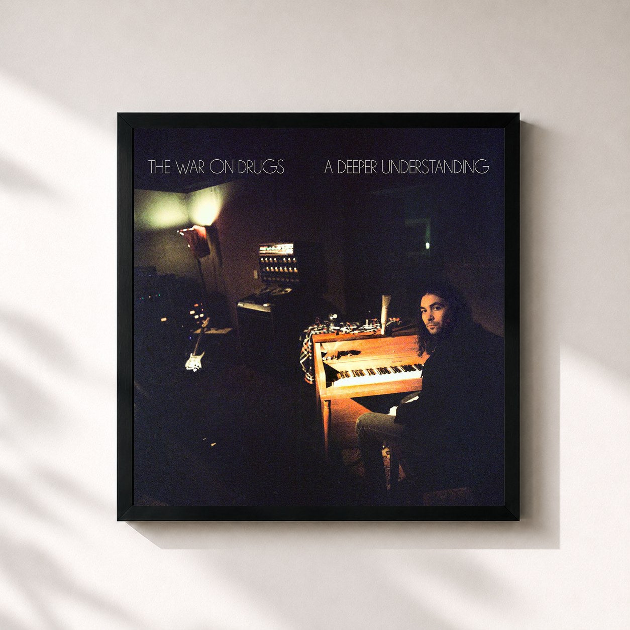 #noir Tableau carré de l'album A Deeper Understanding de The War On Drugs, cadre noir 32x32 cm